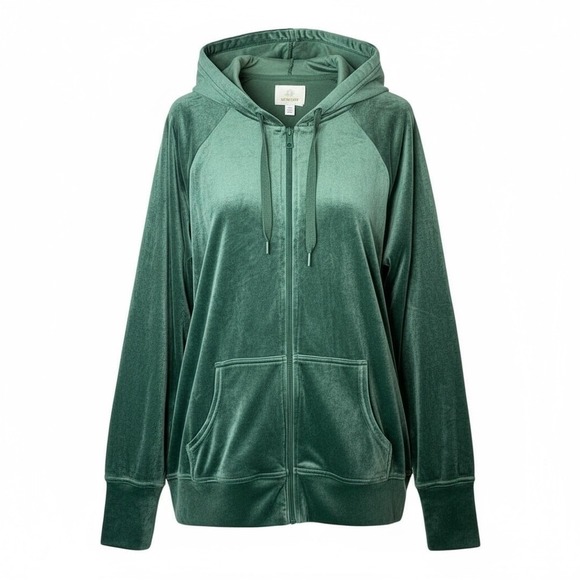 aerie Tops - Offline by Aerie Green Velour Zip Up Hoodie Jacket Women Size Medium